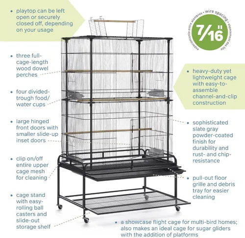 Vista 4 de Prevue Pet Products F085 - Jaula para pájaros de vuelo con soporte, color negro