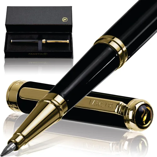 Vista 14 de FANSTIK Bolígrafo de lujo negro y dorado, juego de regalo elegante para mujeres, chapado en oro real de 24 quilates, juego de regalo profesional