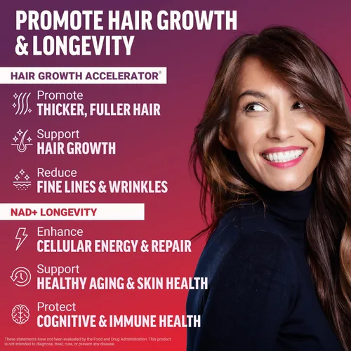 Vista 2 de Paquete de FORCE FACTOR NAD+ + Force Factor Hair Growth Accelerator Soft Chews, mezcla de bayas, 60 masticables suaves
