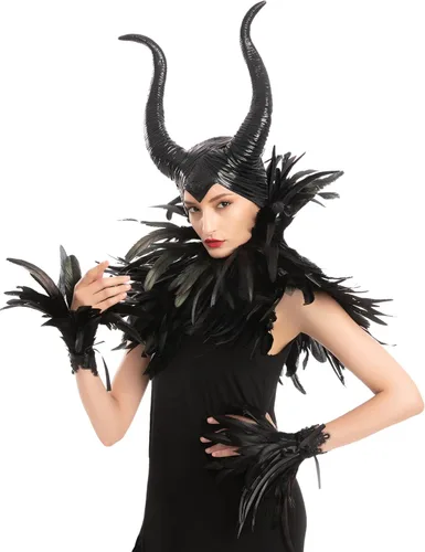 Vista 2 de Spooktacular Creations Black Evil Queen Accessories Set for Halloween Cosplay Party Gothic Crow Costume