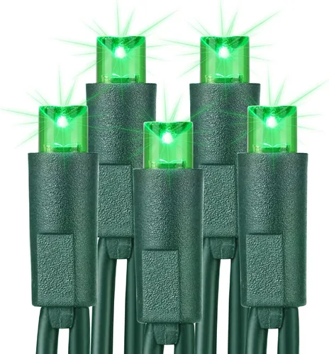 Vista 16 de Brizled Luces de Navidad rojas y verdes, 33 pies, 100 luces LED de 0.197 in, mini luces de Navidad de gran angular conectables, luz de árbol