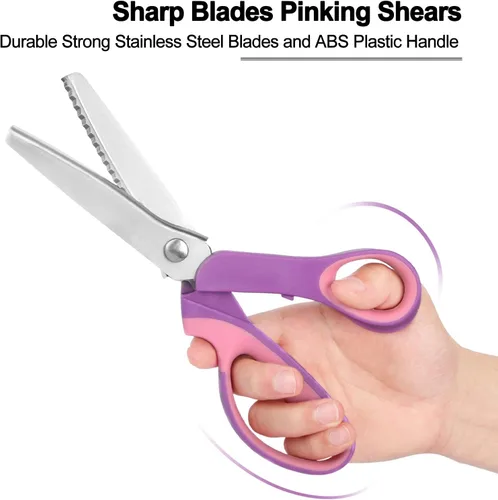 Vista 3 de Tijeras dentadas para corte de tela, tijeras en zigzag, tijeras para álbumes de recortes con borde decorativo para adultos, ideales para muchos