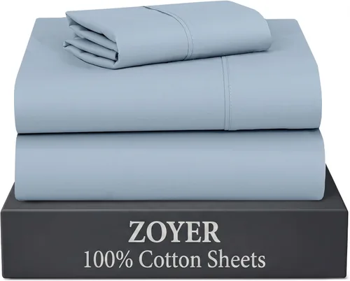 Vista 39 de ZOYER Sábanas de 100 % algodón percal tamaño individual, refrescantes y transpirables, duraderas, con una sensación nítida, suave y cómoda, bolsillo