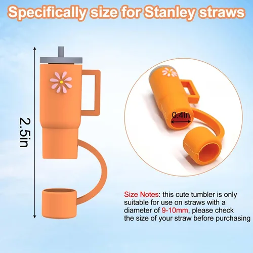 Vista 5 de AIERSA 10 Tapas de Cobertura para Pajita para Vaso Stanley, Tapa de Pajita de Silicona Compatible con Vaso Stanley de 30 y 40 Oz con Asa