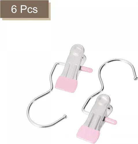Vista 9 de uxcell Clips de lavandería con gancho, perchas de metal para botas cromadas, color negro, 4.488 in, 6