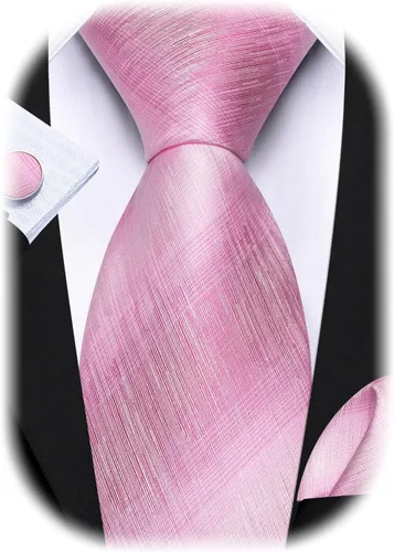 Vista 312 de Barry.Wang Juego de corbatas para hombre, corbata de seda a rayas, tejido a cuadros, gemelos formales, negocios, boda