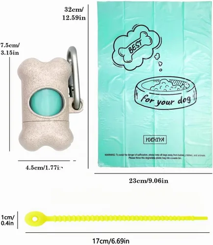 Vista 6 de Dispensador de bolsas de recogida de caca de perro con 1 rollo de color aleatorio, bolsas de residuos para perros a prueba de fugas y perfumadas