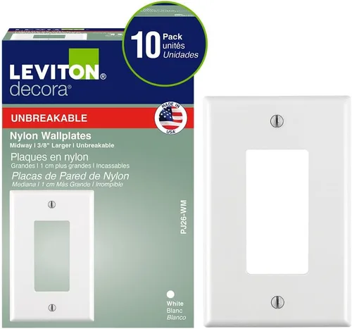 Vista 2 de Placa soporte para tomacorriente Leviton, tamaño estándar, termoestable, M02-80401-WMP, 120 volts Blanco
