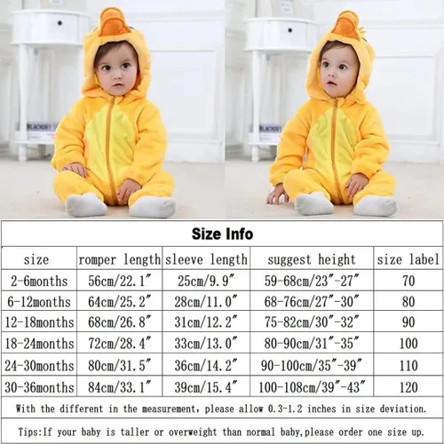 Vista 7 de QIAONIUNIU Disfraz de pato para bebé para Halloween, mameluco para niños pequeños, rómper para cosplay, de 12 a 18 meses