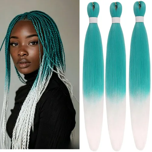 Vista 42 de Cabello trenzado para niños preestirado de 16 pulgadas, color negro para niños, trenzas sin nudos