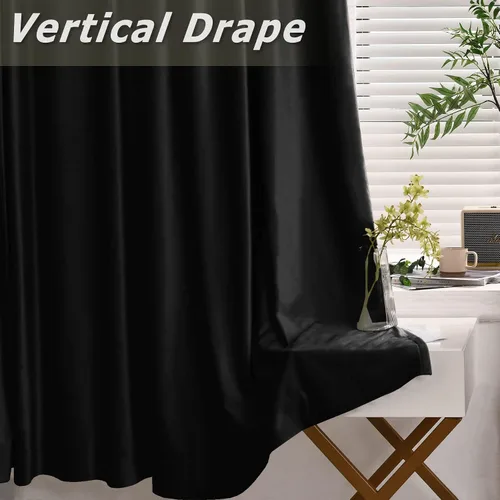 Vista 4 de Frelement Cortinas con ojales en la parte superior, cortinas extralargas de terciopelo suave para ventanas altas, cortinas con aislamiento térmico