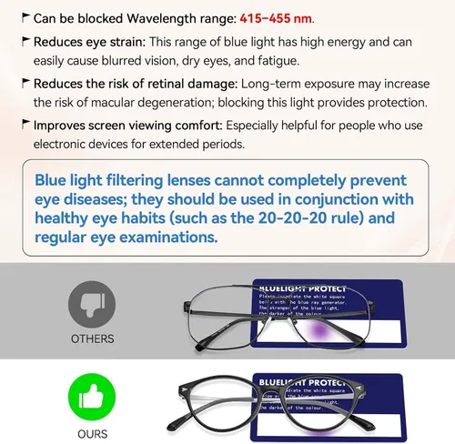 Vista 5 de Dollger Gafas de luz azul para mujer, gafas vintage con marco ovalado pequeño