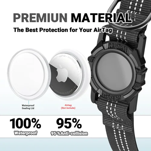 Vista 3 de Collar para Perros AirTag, Impermeable IP68 Collares para Perros con Air Tag Integrado Reflectantes, Ultra-Duradero, Cómodo Acolchado, Collares