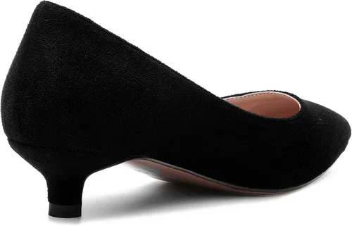 Vista 5 de MOVINSTEPS Zapatos de tacón bajo para mujer, puntera puntiaguda, de gamuza, de moda, de 1.5 pulgadas