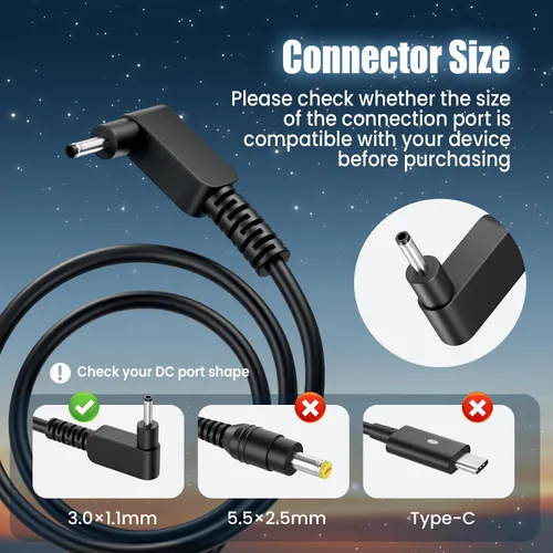 Vista 4 de VUOHOEG - Cargador para laptop de 65 W compatible con Acer Aspire S7 S5 S3-391, R13 R7-371T, R15 R5-471T, P3-131, V3-371, Iconia W700 - Adaptador