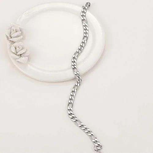 Vista 7 de WELRDFG WADSNHY Men Chain Jewelry 5mm6mm7mm Wide Stainless Steel Snake chain 18K Gold Plated Figaro Chain Set