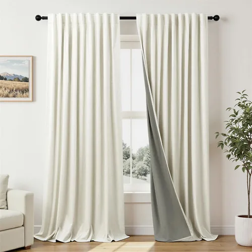 Vista 15 de Pitalk Cortinas cortas 100% opacas de lino para cafetería, 40 pulgadas de largo, 2 paneles, cortinas de puerta francesa para ventana, cortina