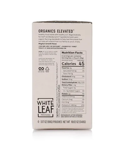 Vista 5 de White Leaf Provisions Alimentos biodinámicos y orgánicos para bebés, bolsas de puré de melocotón + avena sin azúcar para bebés, alimentos