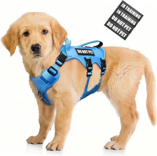 Vista 21 de WINSEE - Arnés para perro a prueba de fugas, arnés Molle de servicio y trabajo con doble asa, chaleco táctico para mascotas con 4 parches
