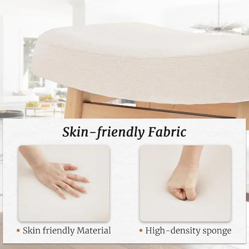 Vista 6 de Cozyman Juego de 3 Taburetes de Bar, Taburetes de Bar con Patas de Madera Resistentes, Taburetes de Bar de Altura de Mostrador con Asiento Tipo Beige