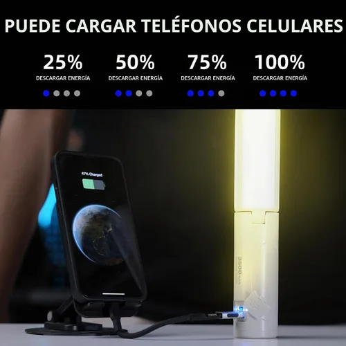 Vista 5 de Allspark - Luz de campamento plegable y recargable con soporte, linterna LED colgante impermeable, luz de campamento magnética telescópica