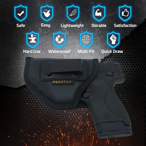 Vista 4 de IWB Gun Holster by Houston Gun Holsters - ECO Leather Concealed Carry Soft Material - Fits Glock 26/27/33, Shield, XDS, Taurus 709, Taurus Pro C