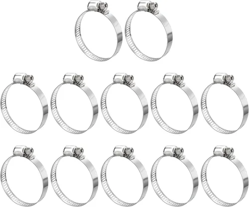 Vista 13 de uxcell Abrazadera de manguera de engranaje helicoidal, 12 abrazaderas de manguera de acero inoxidable ajustables de 1 a 1 1/2 pulgadas para asegurar