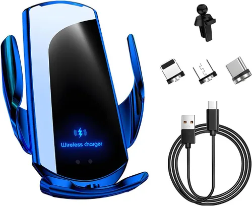 Vista 10 de Cargador inalámbrico para automóvil, montaje de ventilación de aire de carga rápida de 15 W, soporte de teléfono de sujeción automática, cargador