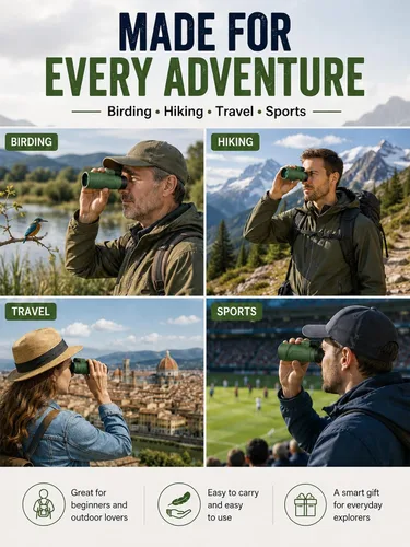 Vista 7 de Monocular de 12x50 para adultos, monocular de alta potencia con BAK4 Verde