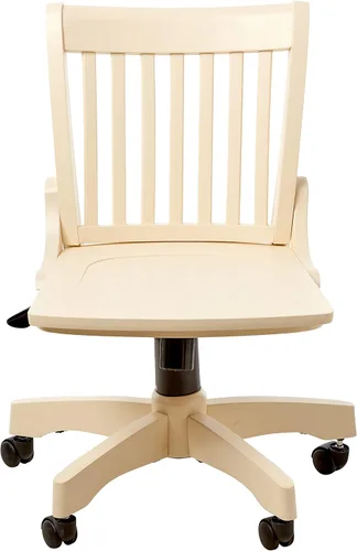 Vista 4 de OSP Designs Silla de madera Deluxe, sin reposabrazos, silla de escritorio con asiento de madera, color blanco antiguo, Madera, Blanco antiguo