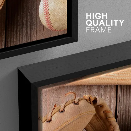 Vista 535 de wall26 Lienzo enmarcado para pared, juego de arte de primer plano, detalles de costuras de béisbol, atletas deportivos, fotografía, moderno