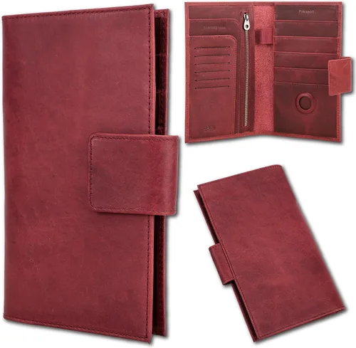 Vista 11 de Funda de cuero de grano superior para pasaporte de viaje para hombre y mujer, hecha a mano para 4 pasaportes y múltiples tarjetas, bloqueo RFID