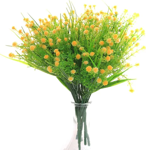 Vista 10 de JAKY-Global Flores artificiales Gypsophila Babysbreath - Ramo de plantas de agua falsas, 6 paquetes de plantas falsas, ramo de brida de boda