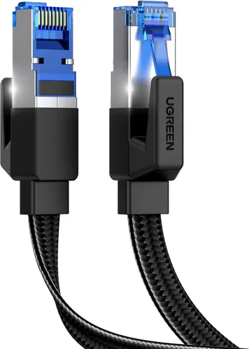 Vista 10 de UGREEN Cable Ethernet Cat 8 de 1.5 pies, cable de Internet plano de alta velocidad de 40 Gbps 2000 MHz, cable de red trenzado de 26 AWG, cables LAN