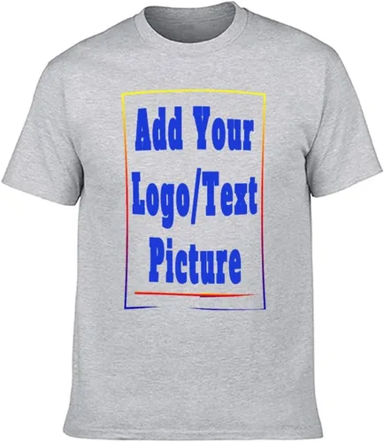 Vista 3 de Custom Personalized Men's Cotton T-Shirts Design Your Own Custom Prints