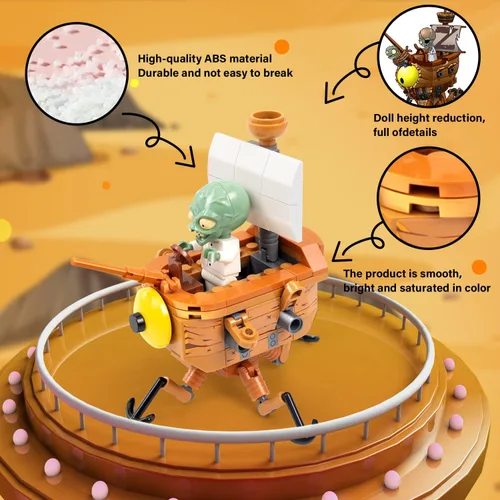 Vista 5 de Maikerry Juego de 4 unidades de plantas y zombis pequeños modelos de montaje vs juguetes de montaje para niños y niñas, grandes regalos para niños