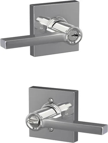 Vista 64 de Schlage F51A LAT 716 Latitude - Manija de puerta con bloqueo de entrada con llave, en acabado de bronce envejecido