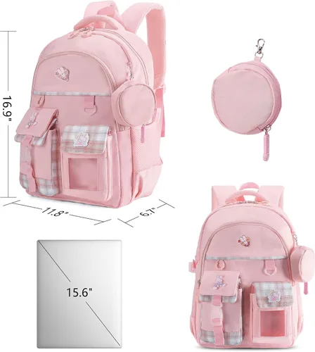 Vista 3 de TOTEXISAP Mochila para niñas, mochila escolar para niñas, mochila escolar grande para niños, estudiantes, escuela primaria.., Rosado-2, Unicornio