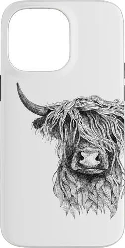 Vista 21 de iPhone 16 Highland Cow - Hand Drawn Illustration Case