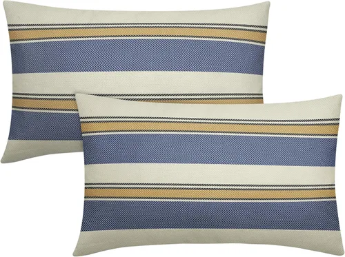 Vista 36 de Juego de 2 fundas de almohada a rayas negras y marrones de 16 x 16 pulgadas, diseño de rayas bohemias con estampado de rayas color crema, fundas
