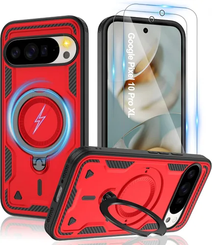 Vista 15 de Gritup fro Funda para Google Pixel 9A, funda protectora magnética de grado militar compatible con Mag-Safe, 2 protectores de pantalla HD, soporte