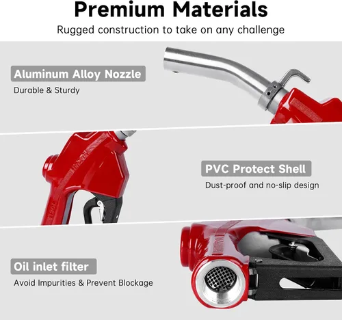 Vista 6 de Boquilla de combustible automática de 1 pulgada NPT de apagado automático roja con junta giratoria de 19/16 pulgadas (diámetro exterior = 30 mm)