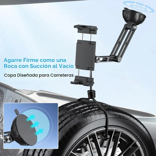 Vista 4 de PLDHPRO - Soporte para tablet para tablero de automóvil y parabrisas, soporte de iPad con ventosa para camión, se adapta a iPad Pro Air Mini Galaxy