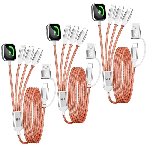 Vista 16 de Travel Essentials - Cable de carga múltiple para iWatch Charger, 4 en 2, 3XUSB C, cable de carga múltiple, USBC Car CarPlay compatible con iWatch