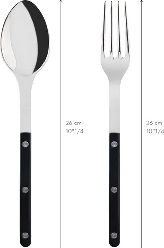 Vista 4 de SABRE PARIS - Juego de 2 piezas para servir - Colección Bistrot - Tenedor grande y cuchara grande - Acero inoxidable y nailon - Apto para Negro
