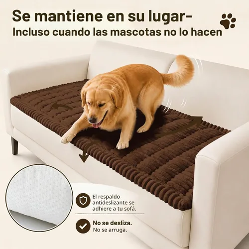 Vista 3 de decorUhome Funda de sofá para perros, funda antideslizante y mullida para sofá, para asiento, respaldo y reposabrazos, protector de sofá suave