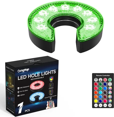 Vista 14 de KINGTOP Luz de hoyo de golf LED recargable - Impermeable, lente de iluminación enfocada, control remoto, perfecta para práctica nocturna de golf