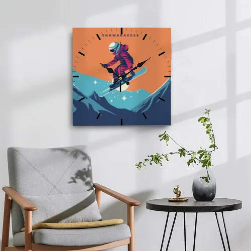 Vista 4 de Person Jumping On Snowboard Colorful Small Clock Small Clocks Battery Operated Silent Wall Clock for Bedroom Office Wall Clocks Battery Operated