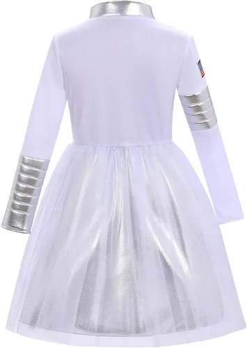 Vista 4 de DJDLPARTY Disfraz de astronauta para niñas con sombrero, juego de rol