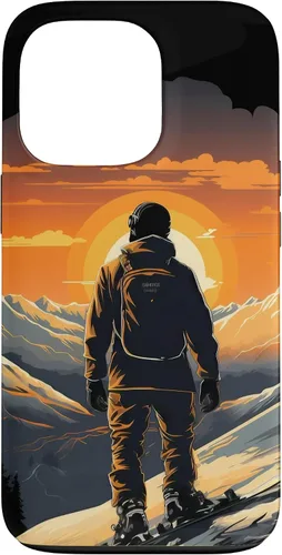 Vista 10 de Snowboarding Snowboard Snowboarder Mountain Sunset Case for iPhone 17